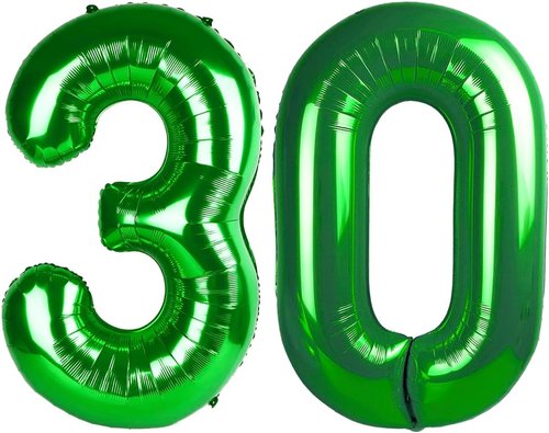 Green Number 30 Balloon - 40 Inch 30th Birthday Decorations for Men & Women | St. Patrick's Day Party Supplies