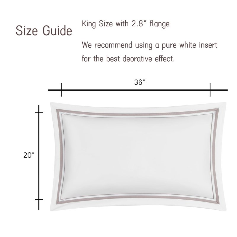 Ranznaz White Pillow Shams King Size Set of 2, 100% Cotton 400TC Sateen Luxury Hotel Pillowcases, Piping Oxford Pillow Cases with Envelope Closure for Bedding Linen, 20x36 Inches