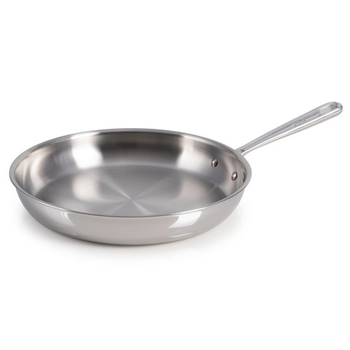 T-Fal Pro Tri-Ply Fry Pan, Stainless Steel Pan 12 inch, Induction Cookware, Oven Safe 500F, Fast & Even Heat, Professional Quality & Durability, Skillet, Cookware, Silver
