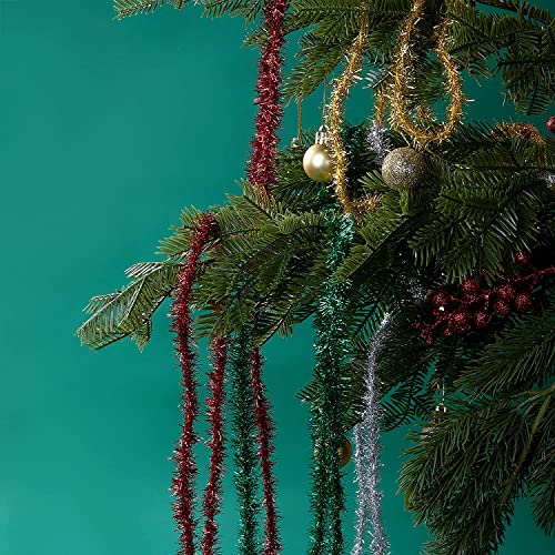Glitter Metallic Tinsel Garland Ribbon (6 Rolls, 33 Yards) - Christmas Decor