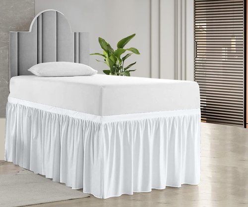 1000 Series College Dorm Room Bedskirts Twin XL Extra Long Ruffled with Split Corner Elegant Design Premium Brushed Microfiber Tailored Drop Easy Care Wrinkle Free - Twin-XL - 26" Drop, White