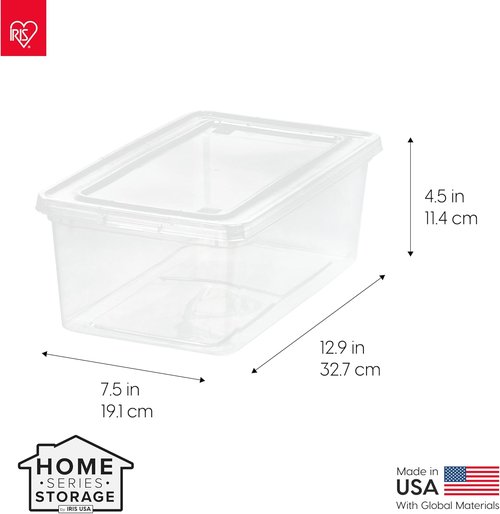 IRIS USA Storage Bins - 20-Pack Clear 6 Quart Stackable Containers for Shoes & Classroom Organization - BPA-Free
