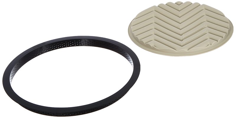 silikomart | KIT TARTE GRAFIQUE, Set with Microperforated Ring + Decorative Mat, TPLUS Ring Ø 250 mm h 20 mm, Decorative Silicone Mould Ø 230 mm h 20 mm, Made in Italy