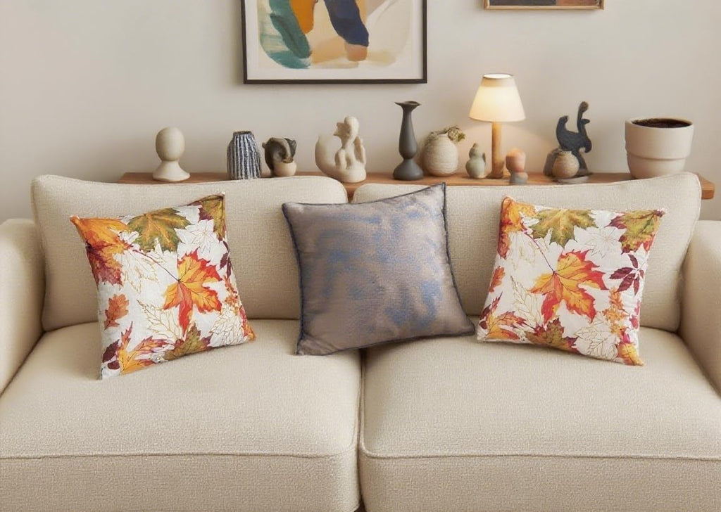 Treasborn Fall Pillow Covers 18x18 Set of 2 Maple Leaf Pillow Case Autumn Decoration for Home Outdoor Square Soft Throw Pillow Cover