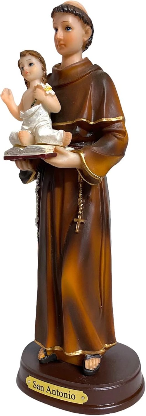 GCK St. Anthony Statue - 8 Inch San Antonio de Padua Religious Gift | Brown Finish