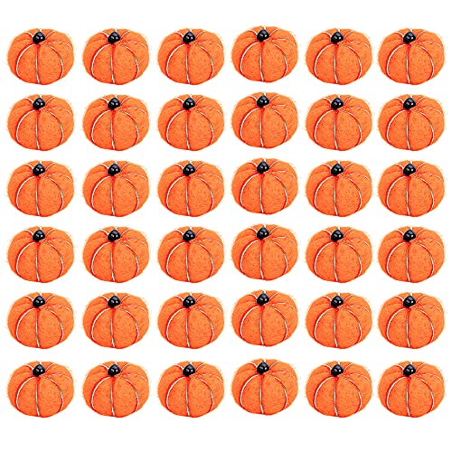 36 Pcs Mini Wool Felt Pumpkins, Handmade Fall Autumn Decor for DIY Crafts