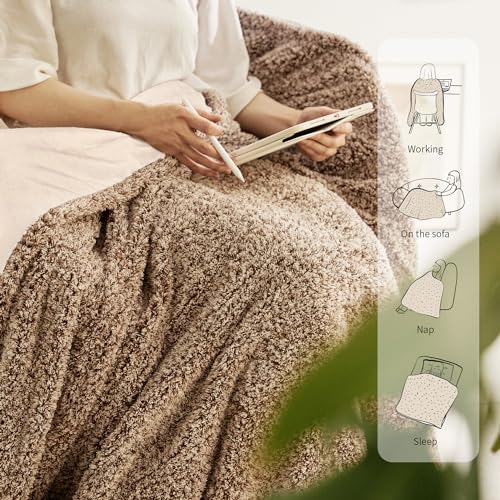 Electric Heated Blanket Throw 50" x 60" - Soft Sherpa, Auto Off, 5 Heat Settings