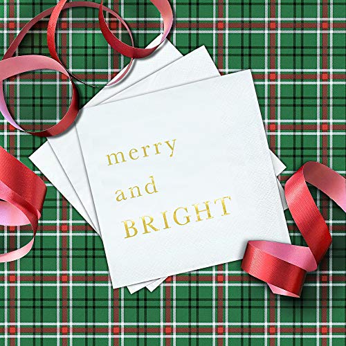 Gold Foil Christmas Cocktail Napkins - 3-Ply Holiday Party Supplies