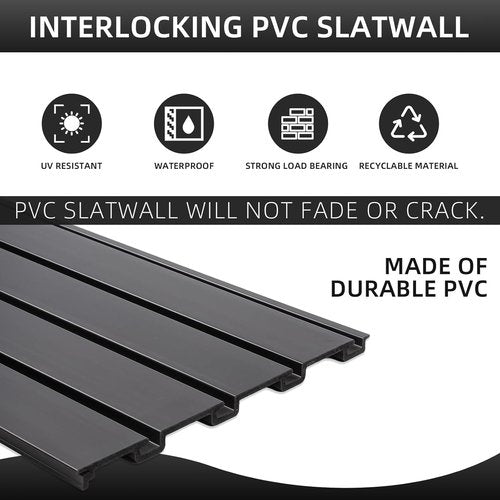 FRAYSCENT Slat Wall Paneling - Garage Tool Organizer with Wall Mount Storage | Black 8ft x 4ft PVC Panels