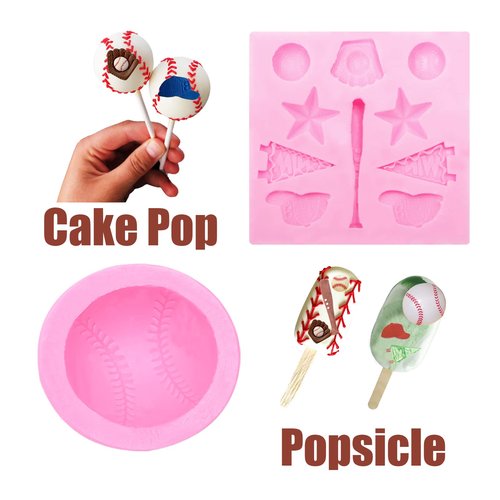 Baseball Chocolate Silicone Molds 3 Pcs, Softball Glove Fondant Mold for Cake Decoration Cupcake Topper, Popsicle, Sports Themed Birthday Party, Polymer Clay Crafts