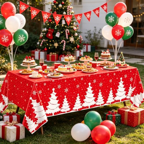 Dvaorc 4 Pack Christmas Tablecloths 51x86 Inch Holiday Snowflake & Tree Design