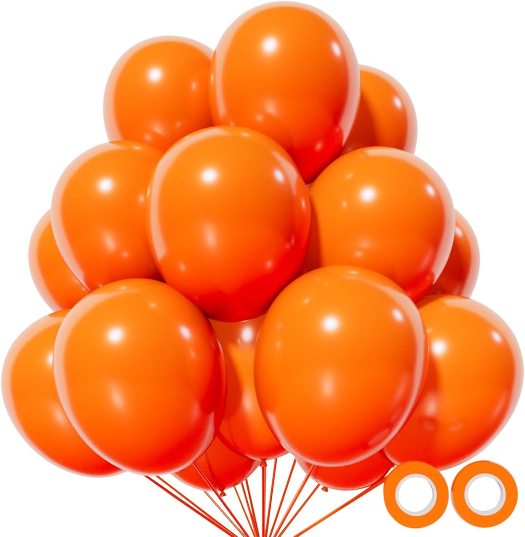 Orange Latex Balloons - 110pcs 12-Inch Balloons for Birthday Party, Baby Shower & Wedding | Includes 2 Ribbons