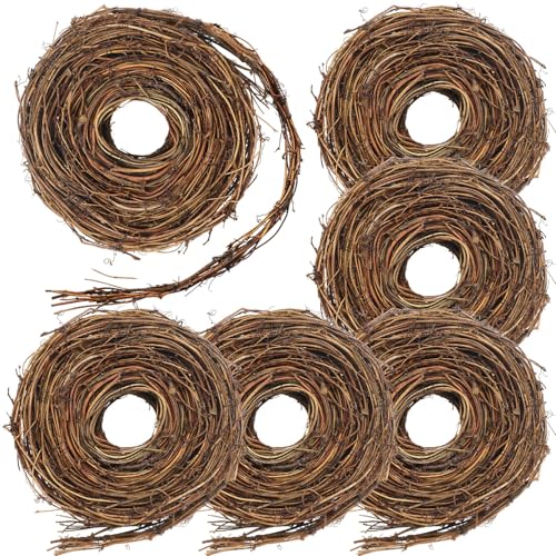 Janinka 6 Pcs 15ft Grapevine Garland Natural Twig Wreath for Craft (6 Pack)