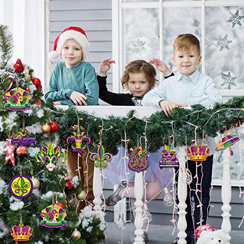 36 Pcs Mardi Gras Masquerade Ornament Set – Wooden Holiday Tree Decorations