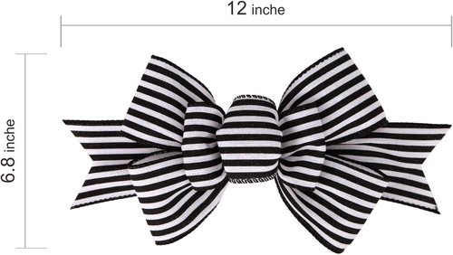 Meseey Christmas Burlap Bows - Handmade Decorative Ornaments for Wreaths & Trees | Large Black & White Stripes