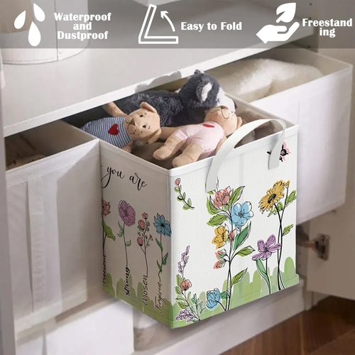 Runtoo Christian Bible Verse Floral Nursery Decor Baby Basket Religious Spiritual Inspirational Baby Shower Decorations Boys Gift Basket Toddler Toy Box Laundry Hamper Closet Storage Bins