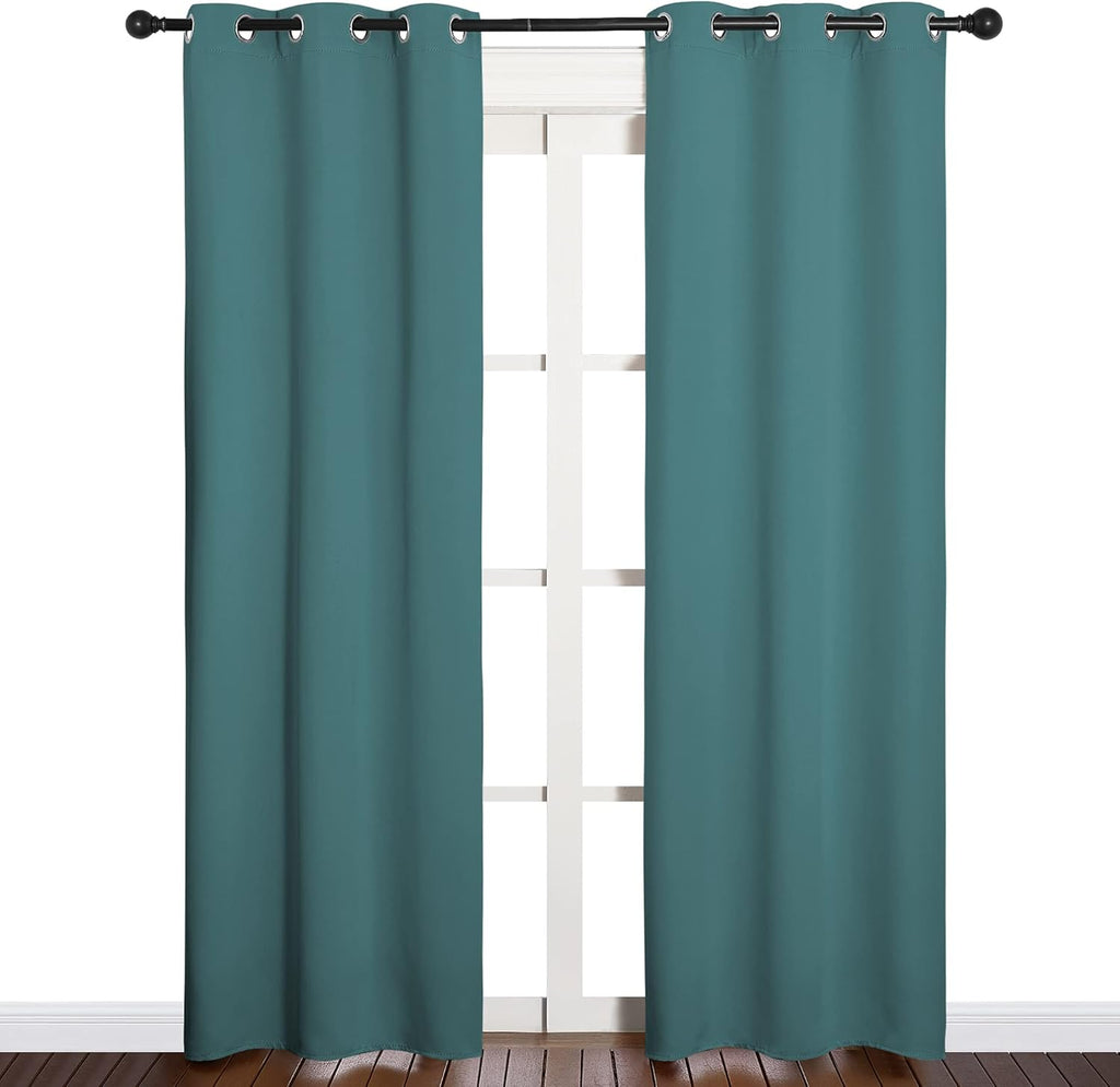 NICETOWN Blackout Curtain Panels - Thermal Insulated Drapes for Loft Windows | Sea Teal, 34x84 Inches (Pair)