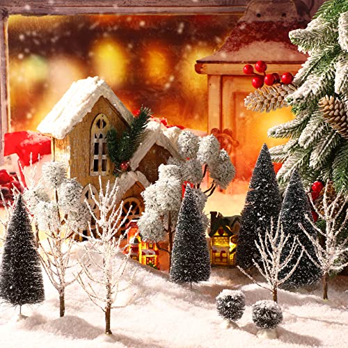 Sumind 12 Pcs Mini Christmas Village Snow Trees – Vivid Style