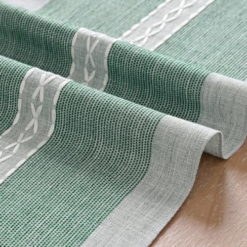 Artoid Mode 13" x 108" Green Braided Rustic Chenille Table Runner – Christmas Embroidered Home Kitchen Decor