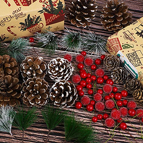 Fovths 232-Piece Christmas Pine Cone & Berry Decor Set for Holiday Crafts