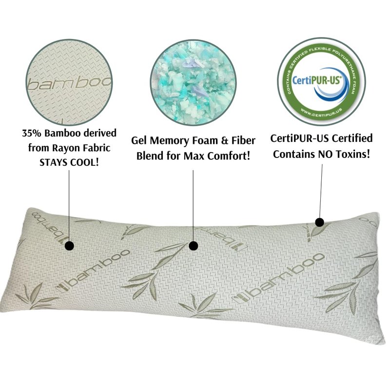 Sleep Touch Original Shredded Gel Memory Foam Pillow for Adults Made in USA, Soft Bed Pillow for Sleeping - 20x54 Inch