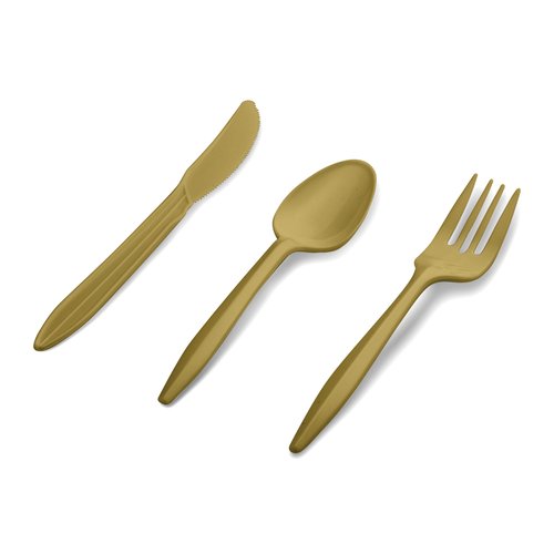 1000 Count Gold Silverware Set, 334 Forks, 333 Spoons, 333 Knives, Medium Weight BPA Free Disposable Plastic Cutlery Set, Bulk Combo Pack Flatware Set for Party Supplies