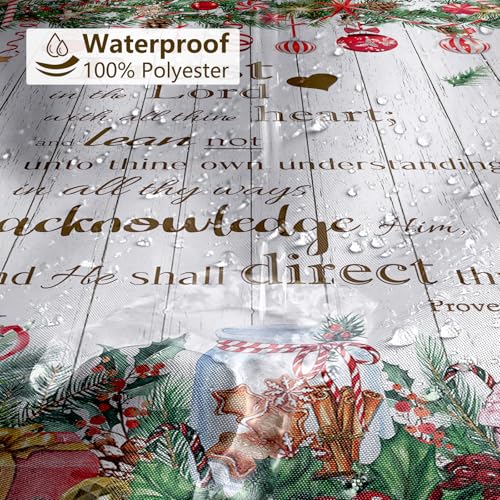 Christmas Shower Curtain with Xmas Tree & Ornaments - Green & White, 72x72 in
