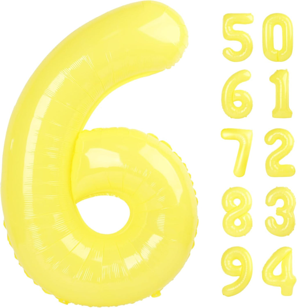 Yellow 6 Balloon - 40 Inch Number Balloon for 6th Birthday Decorations | Vibrant Party Supplies