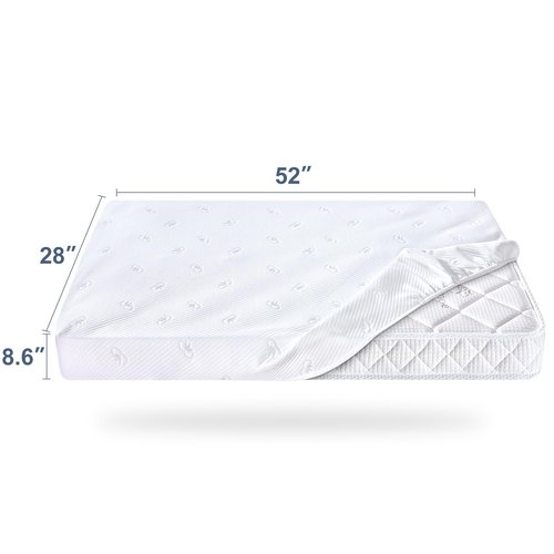 Crib Mattress Protector Sheets Fitted Waterproof Crib Mattress Pad Cover, Noiseless & Machine Wash 100% Absorbent Crib/Toddler Mattress Protector Sheet Quilted, White, 52" x 28" x 8.6"
