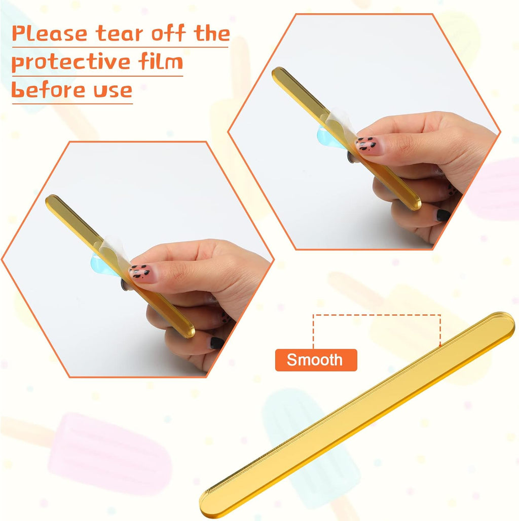 Skiennix Acrylic Sticks - Reusable Cakesicle & Cake Pop Mold - 30 Pieces, 4.5 Inches, Gold Finish