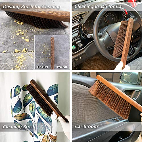 Soft Bristle Hand Broom Dusting Brush with Natural Wooden Handle