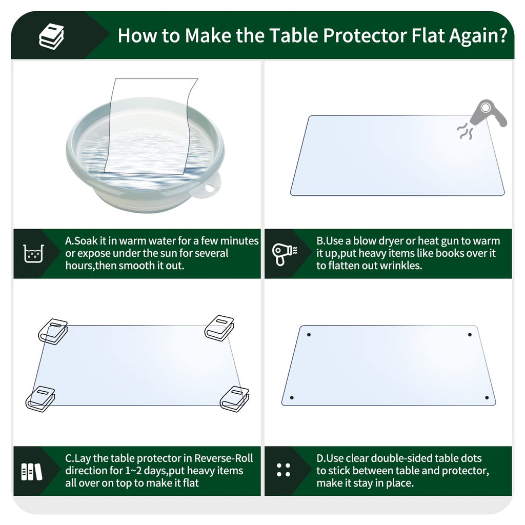18x32 inch Clear Plastic Table Cover Protector for Wood Furniture Living Room Garden Dining Sofa Table TV Table Painting Desk Waterproof Wipeable Crystal PVC Vinyl Desk Top Protector Heat Resistant