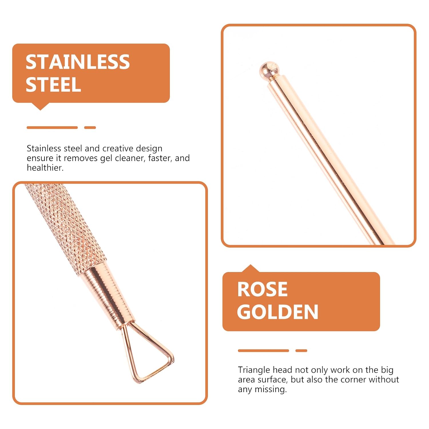 Uonlytech Stainless Steel Cuticle Pusher - Gel Polish Remover Tool for Manicure & Pedicure