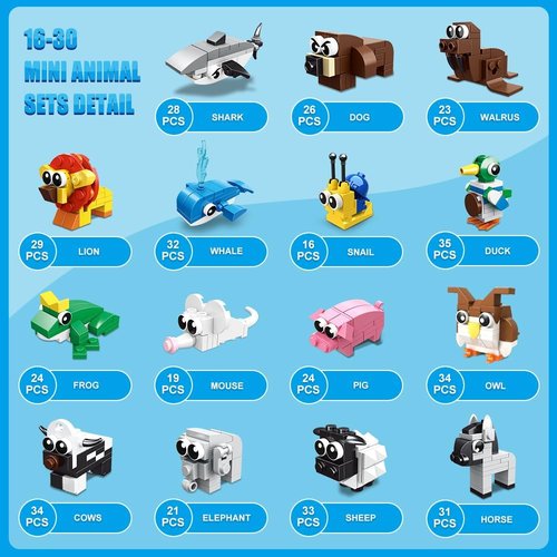 HOGOKIDS Animal Building Blocks - 30 Packs Party Favors for Kids | Perfect for Easter & Valentine's Gifts