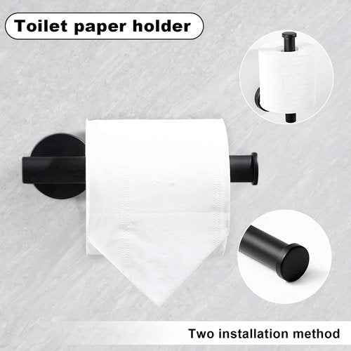 Toptowel 10sets Towel bar Sets, Includes 2Pcs 23.6 inch Towel bar,2Pcs Towel Hook,2Pcs Towel Ring,2Pcs Toilet Paper Holder-Matte Black