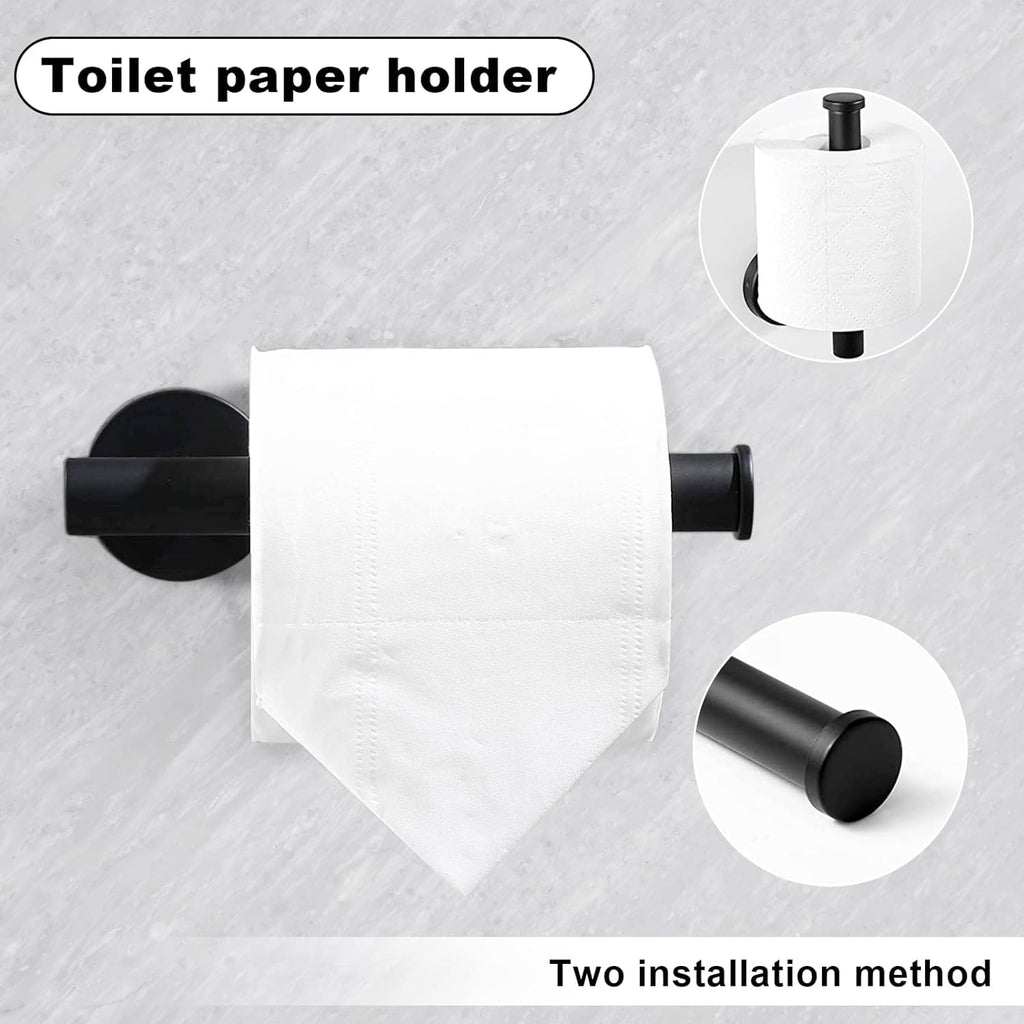 Toptowel 10sets Towel bar Sets, Includes 2Pcs 23.6 inch Towel bar,2Pcs Towel Hook,2Pcs Towel Ring,2Pcs Toilet Paper Holder-Matte Black