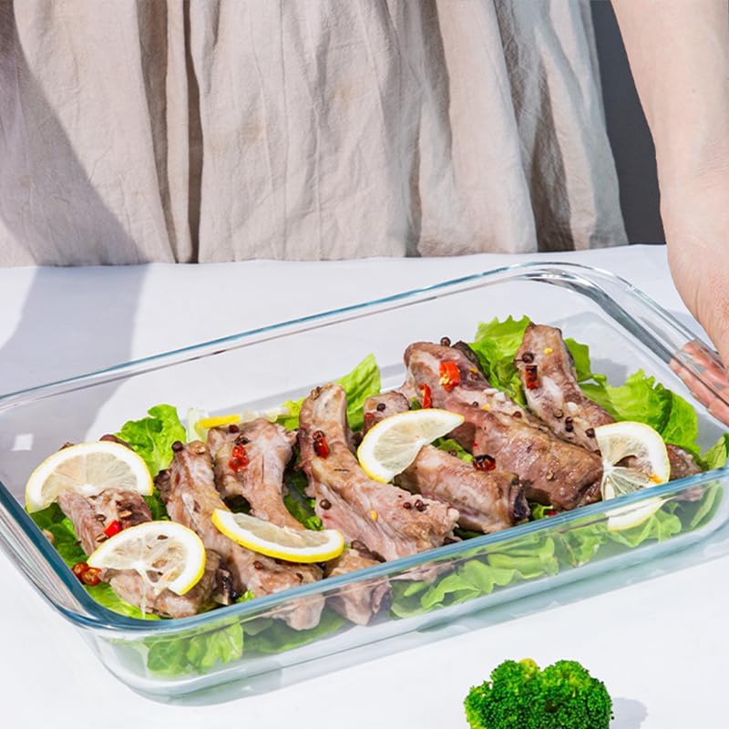 Regine Switzerland 1.7 Quart Deep Glass Baking Dish - Versatile Rectangular Bakeware for Lasagna & Leftovers