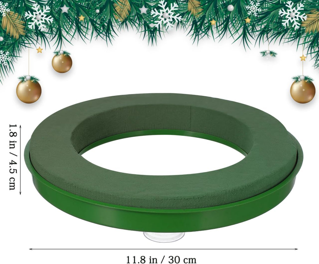 Skiennix Suction Cup Floral Foam Ring - 11.8-Inch Pre-Soaked Base for Fresh Flowers | Easy Car Window Decoration (Green)