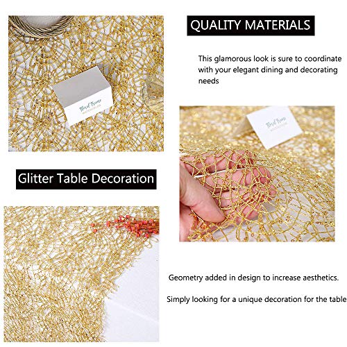 6 Pack Gold Sequin Mesh Table Runners 12x108 Inch for Weddings Parties Christmas