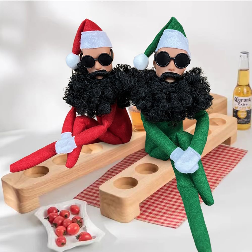 Skiennix Christmas Elf Doll Plush Toy - Handmade Funny Elf with Sunglasses | Green Holiday Gift