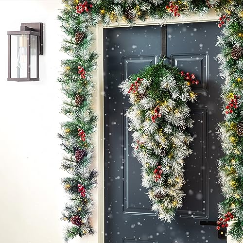 3ft Pre-Lit Artificial Christmas Teardrop Swag with Pinecones and Berries