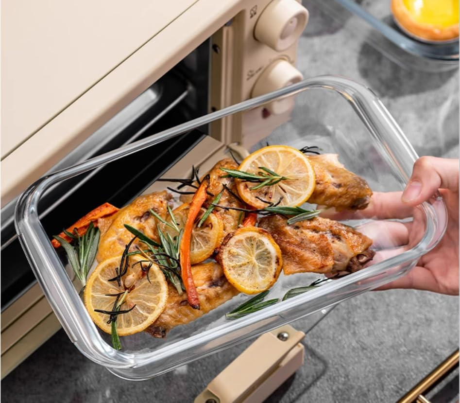 Regine Switzerland 1.7 Quart Deep Glass Baking Dish - Versatile Rectangular Bakeware for Lasagna & Leftovers