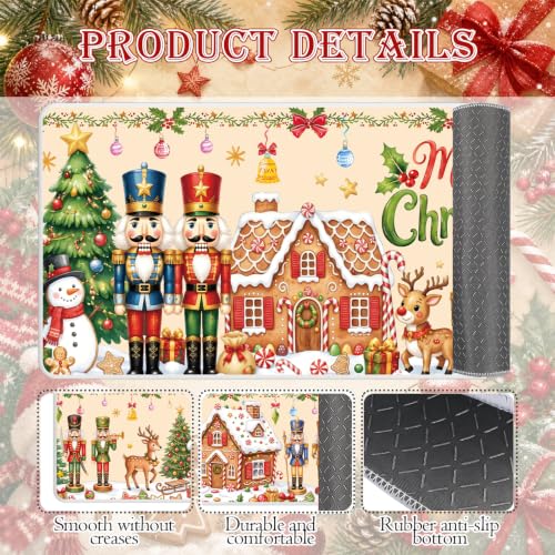 VISSTREE Xmas Nutcracker Kitchen Mats Set - Non-Slip Holiday Rug Collection