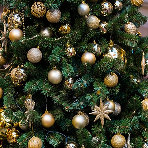 NJN 100pcs Gold Shatterproof Christmas Ball Ornaments Set with Gift Packaging