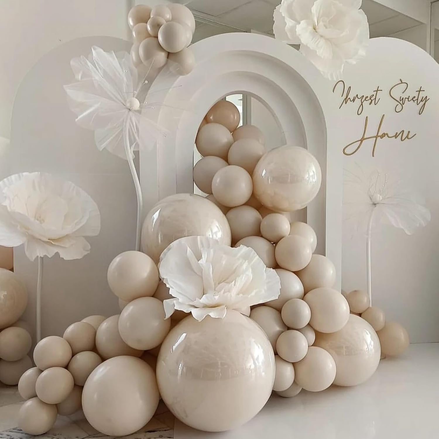 Skiennix Sand White Balloons - 100 Pack 5 Inch Beige Latex Balloons for Boho Party Decor