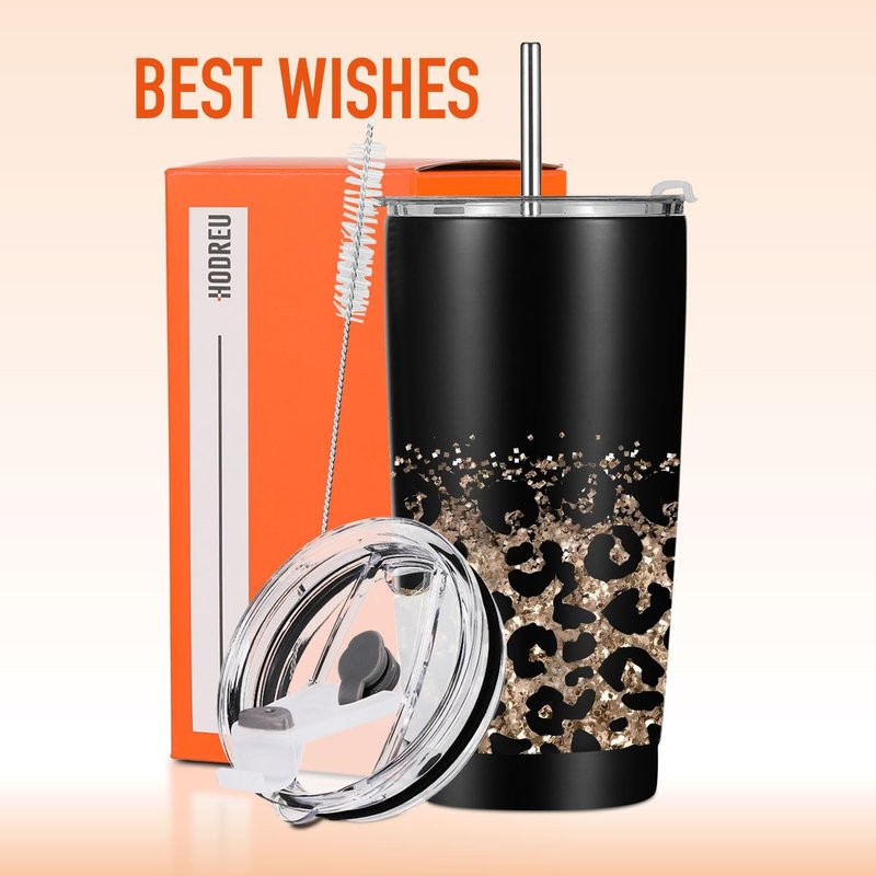HODREU Leopard Print Tumbler 20 Oz Tumbler Leopard Print Gifts for Women Insulated Travel Mug for Women Female Teacher Doctor Coworker Educator Lady Leopard Lover Stainless Steel Thermal Cup