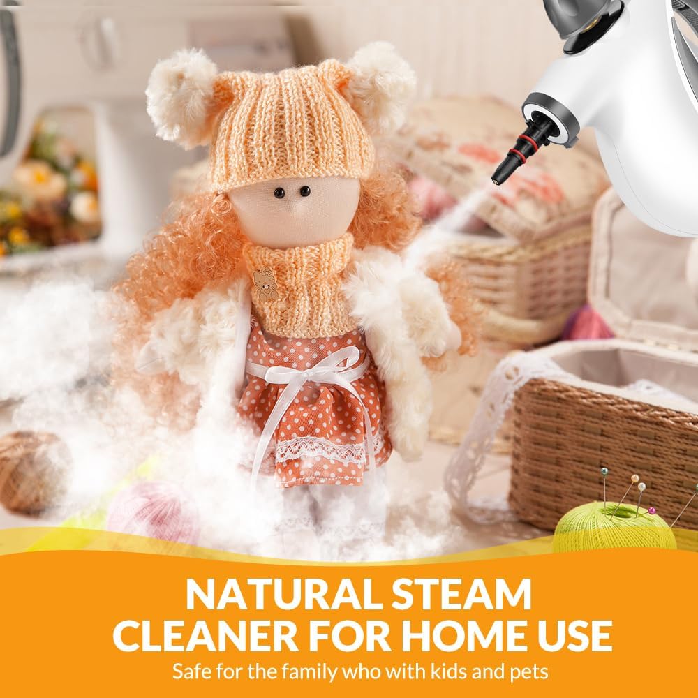 Skiennix Handheld Steam Cleaner - Powerful Pressurized Cleaning with 12 Accessories | Deep Gray