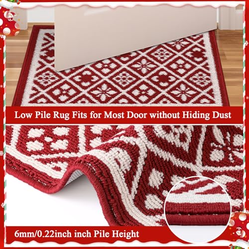 Ileading Christmas Red Hallway Runner Rug 2x6 ft Washable Non-Slip Entryway Mat