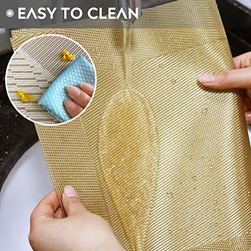 Trophable Gold Vinyl Placemats Set of 6 Heat Resistant 18x12 Inches