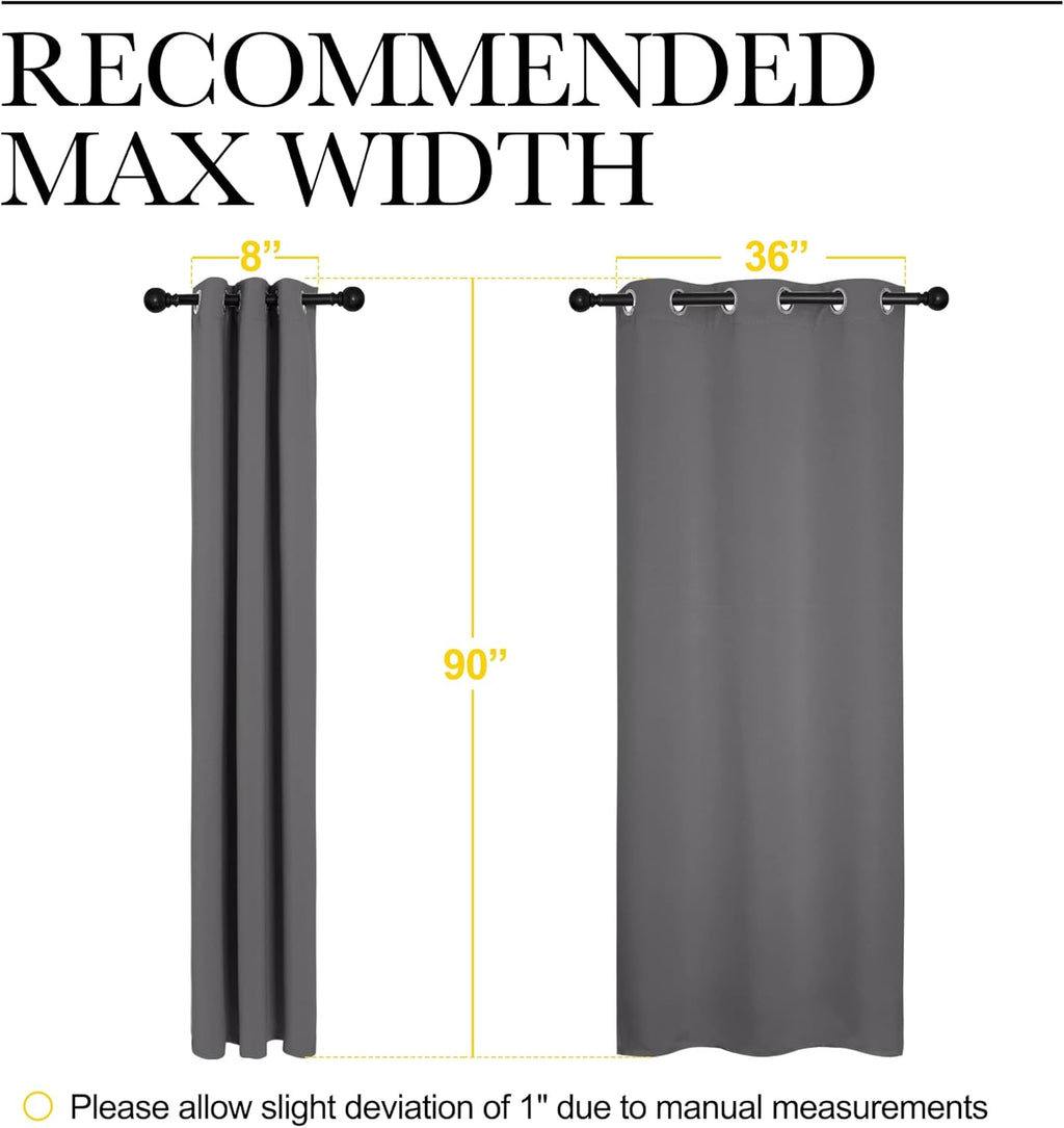 NICETOWN Thermal Insulated Blackout Curtains - Grommet Top Drapes for Hall | 2 Panels, 42x90 inches, Grey